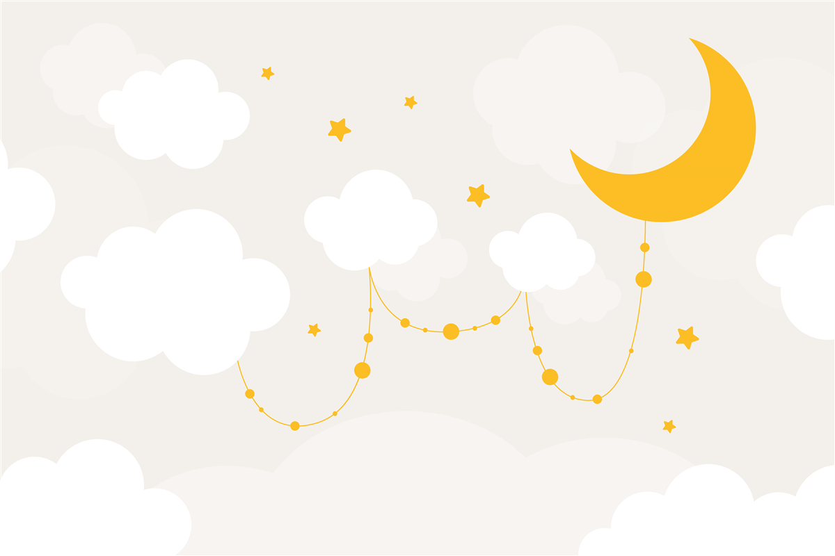 Fototapeten Der Mond hat einen goldenen Farbton und kleine Sterne