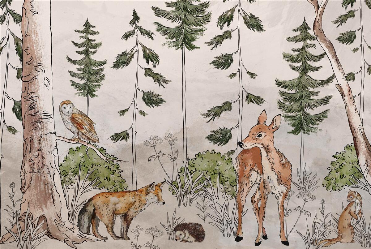 Fototapeten Tiere, die durch den Wald verlaufen
