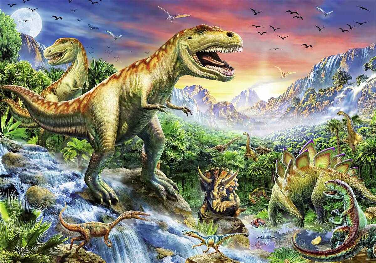 Fototapeten Dinosaurier an den Oberflächen der Berge