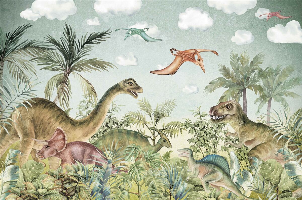 Fototapeten Grün umgibt Dinosaurier