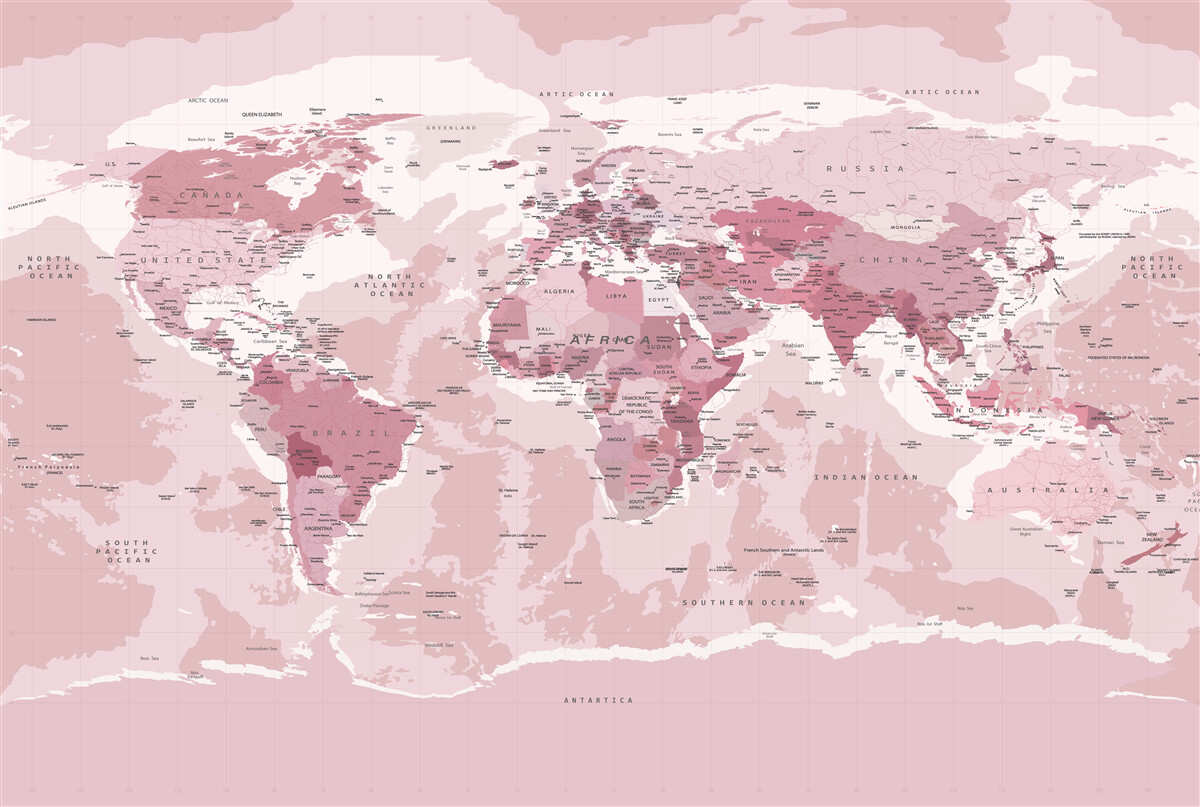 Fototapeten Standard geografische Karte in rosa Farben