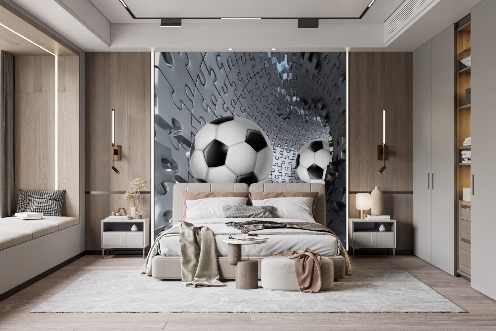 Fototapeten Fragmente des Wirbelmosaik -Surround -Fußballs