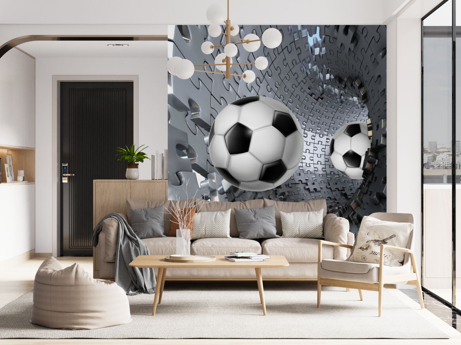 Fototapeten Fragmente des Wirbelmosaik -Surround -Fußballs
