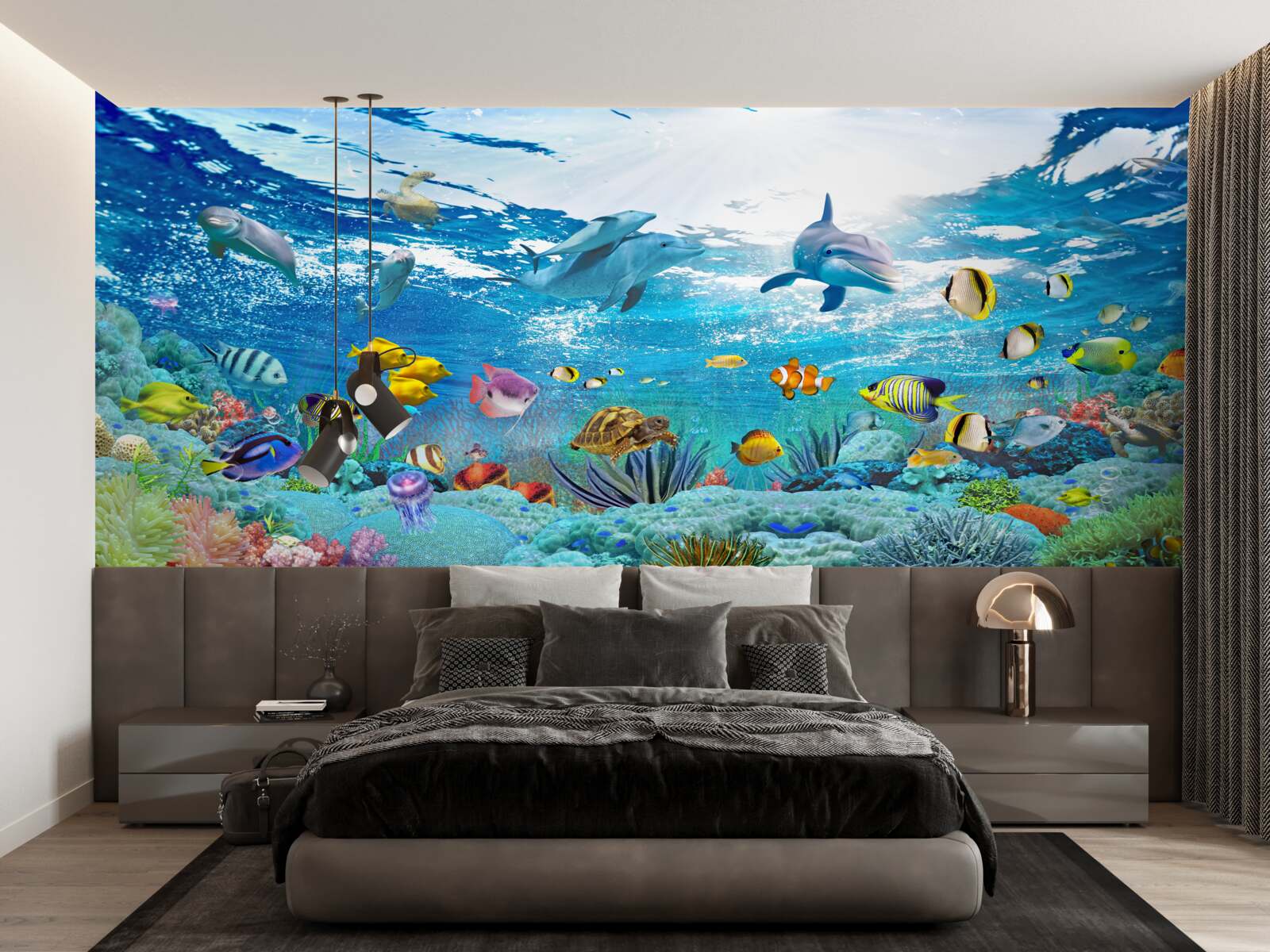 Fototapeten Die Welt unter Wasser in einer Tiefe