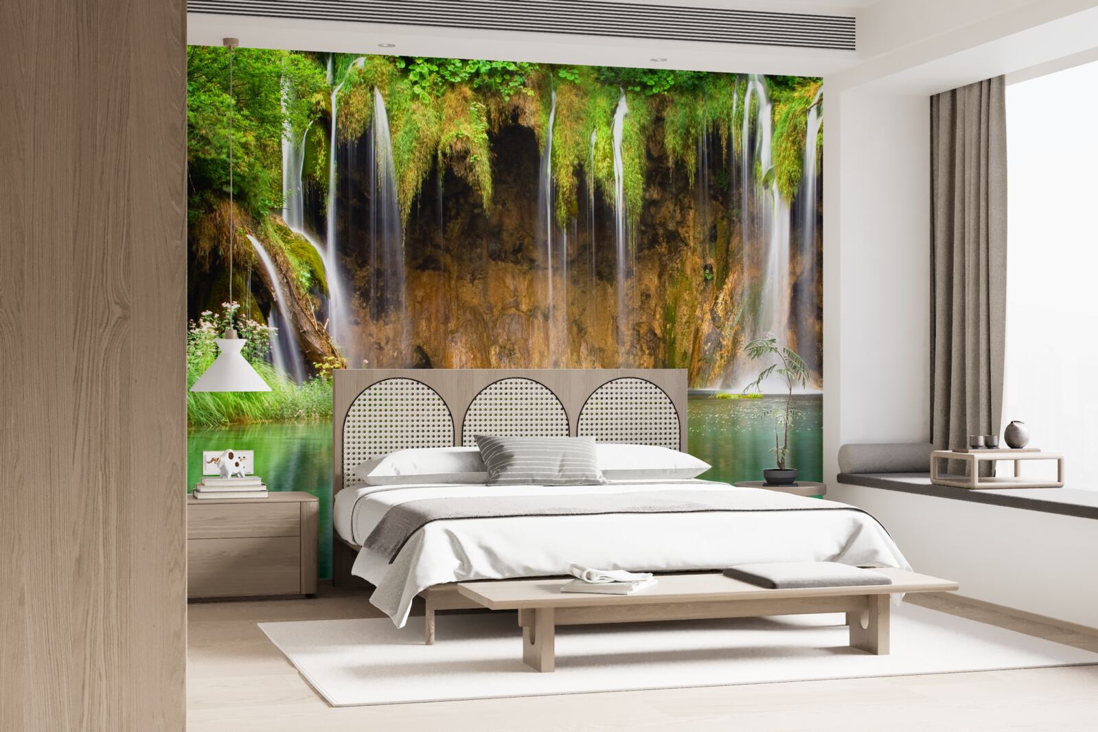 Fototapeten Ein charmanter Wasserfall in den Bergen