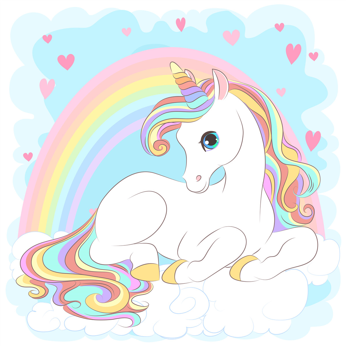 Fototapeten Einhorn auf einem Regenbogenhintergrund