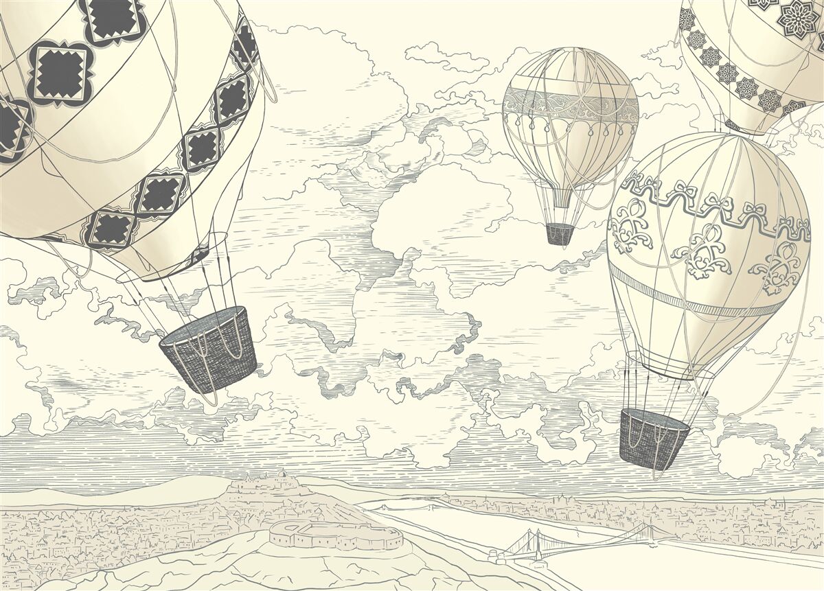 Fototapeten Die Luftballons schweben am Himmel