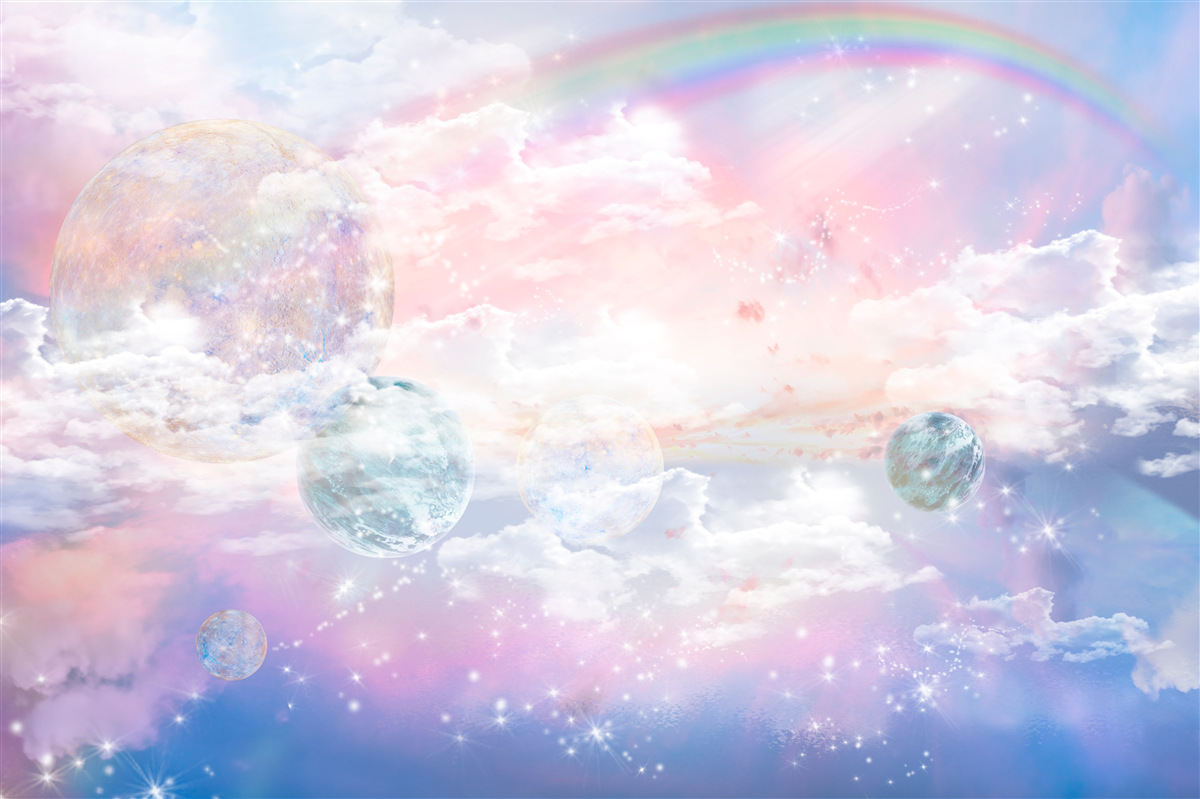 Fototapeten Himmel voller Romantik und Regenbogen