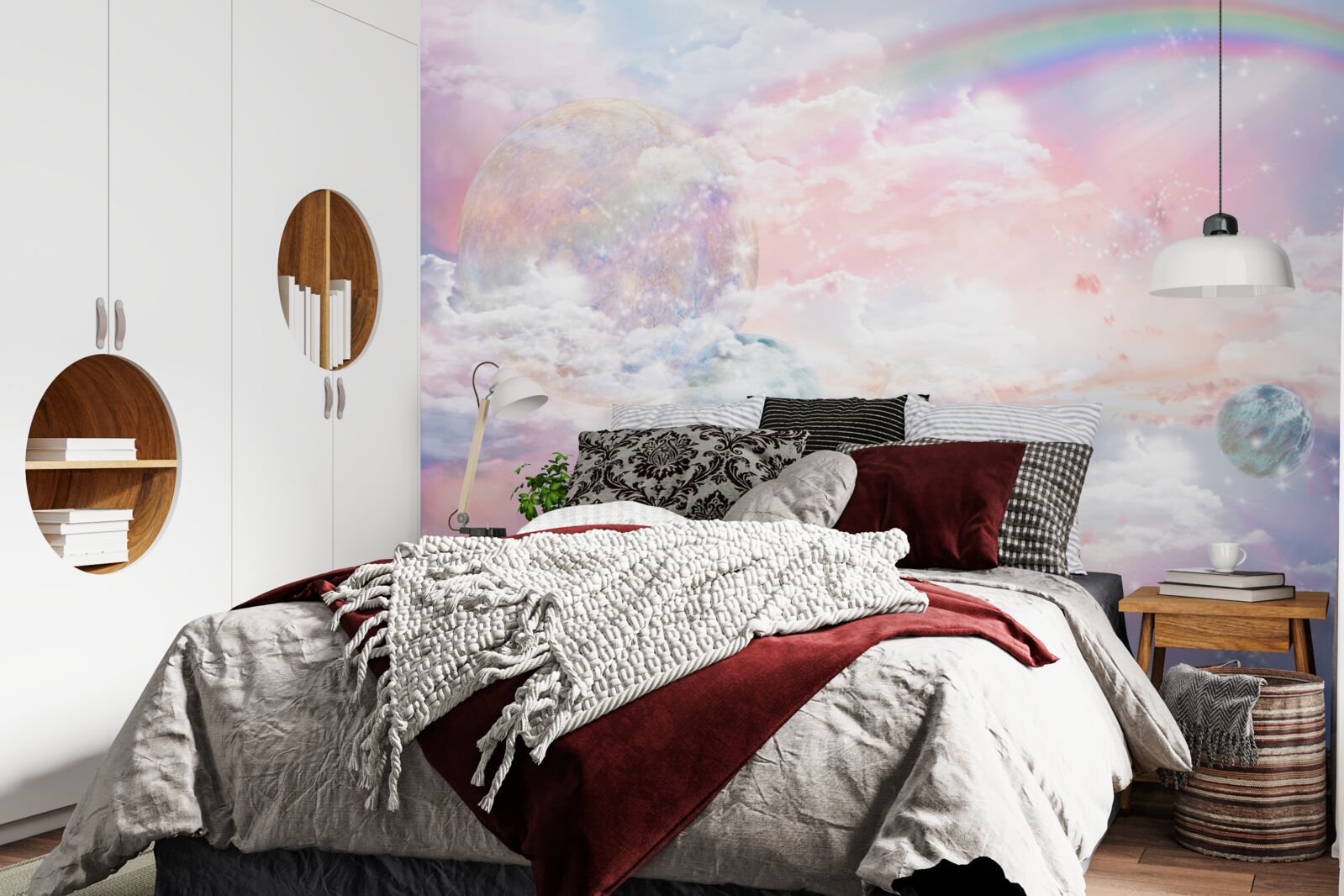 Fototapeten Himmel voller Romantik und Regenbogen