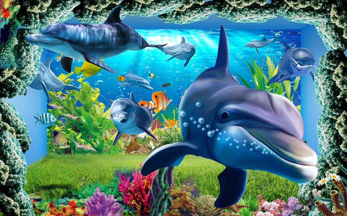 Fototapeten Delfine in der aquatischen Umgebung