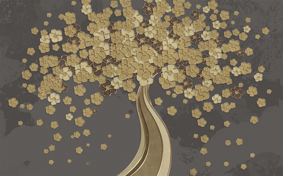Fototapeten Nacht -Nacht fließender Baum mit Gold