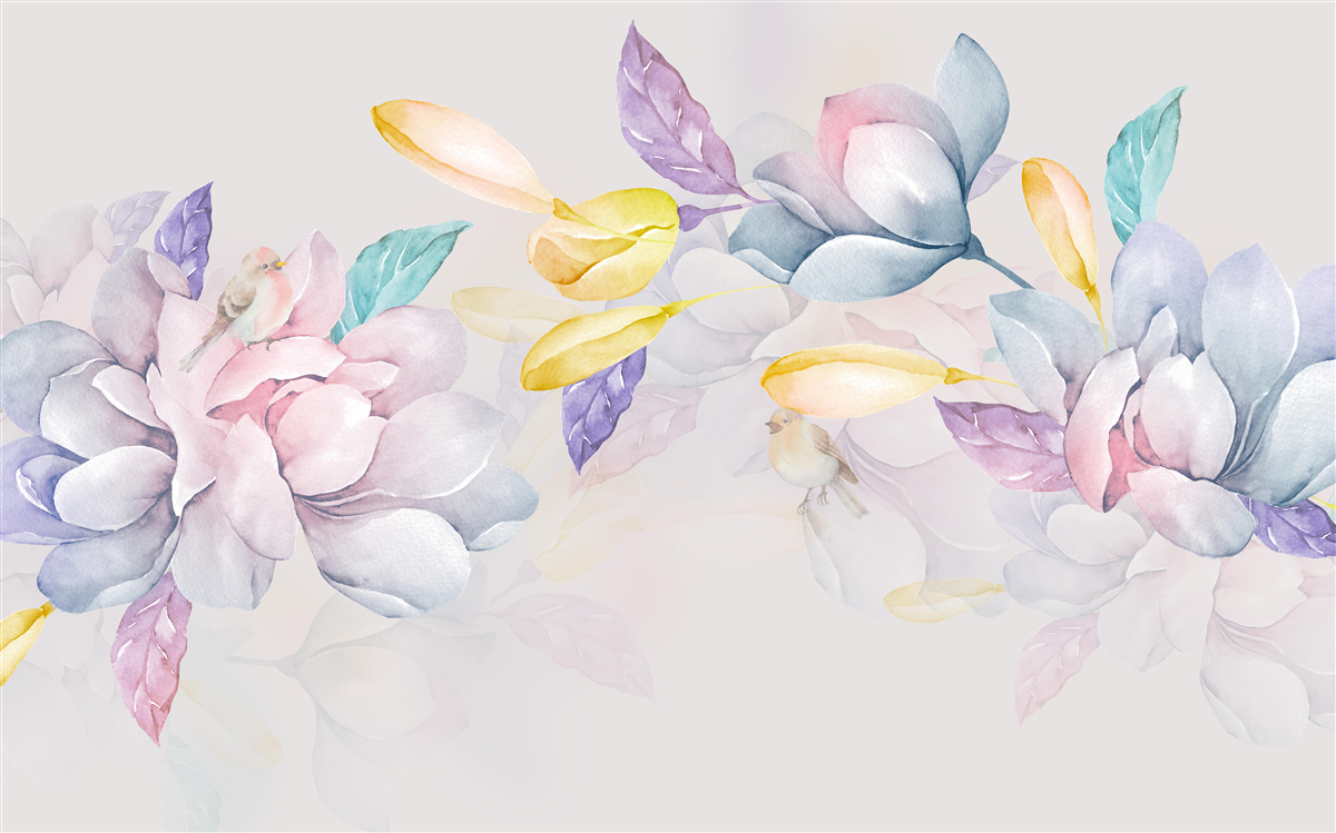 Fototapeten Ast mit leuchtend roten Blumen