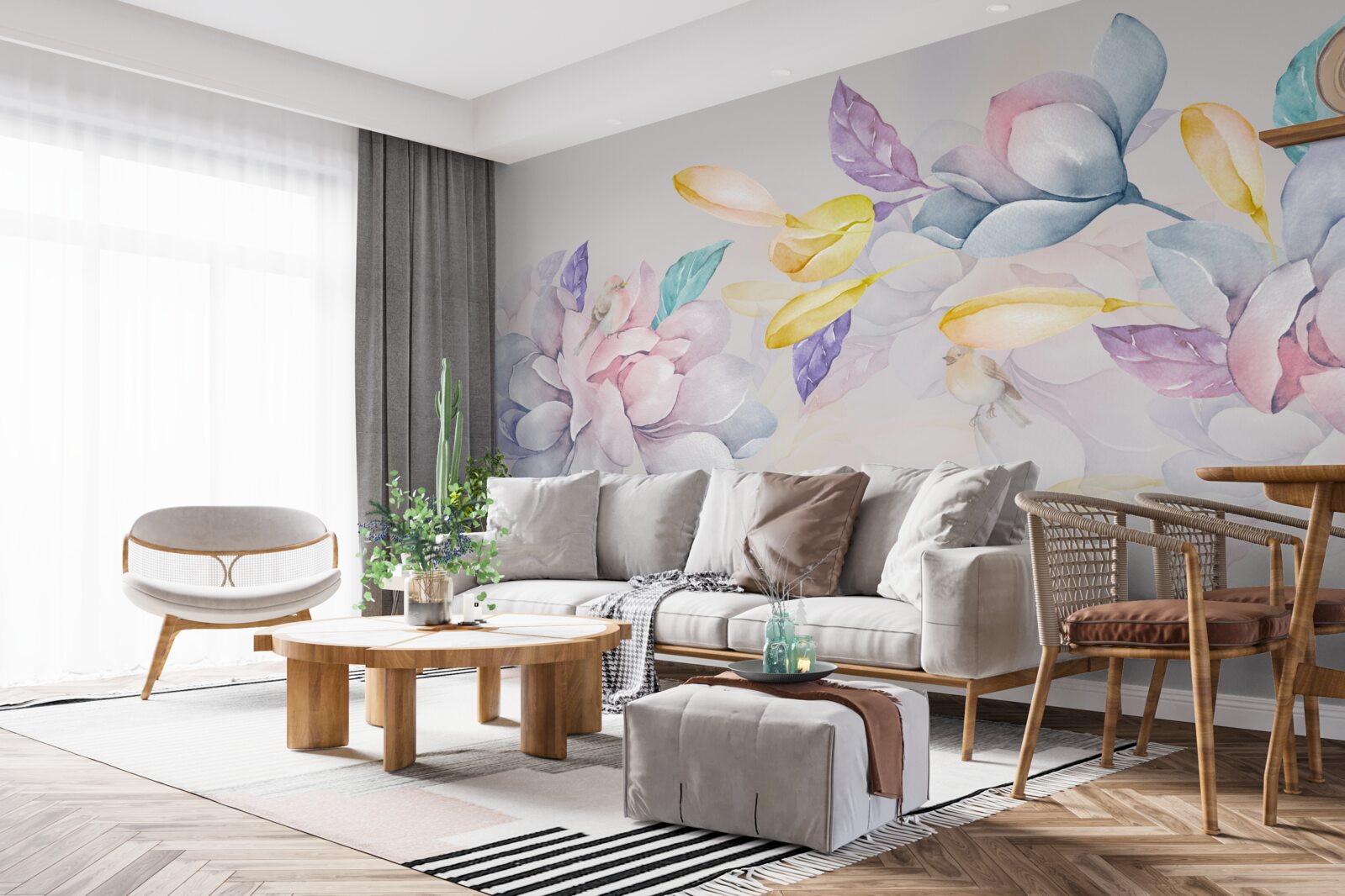 Fototapeten Ast mit leuchtend roten Blumen