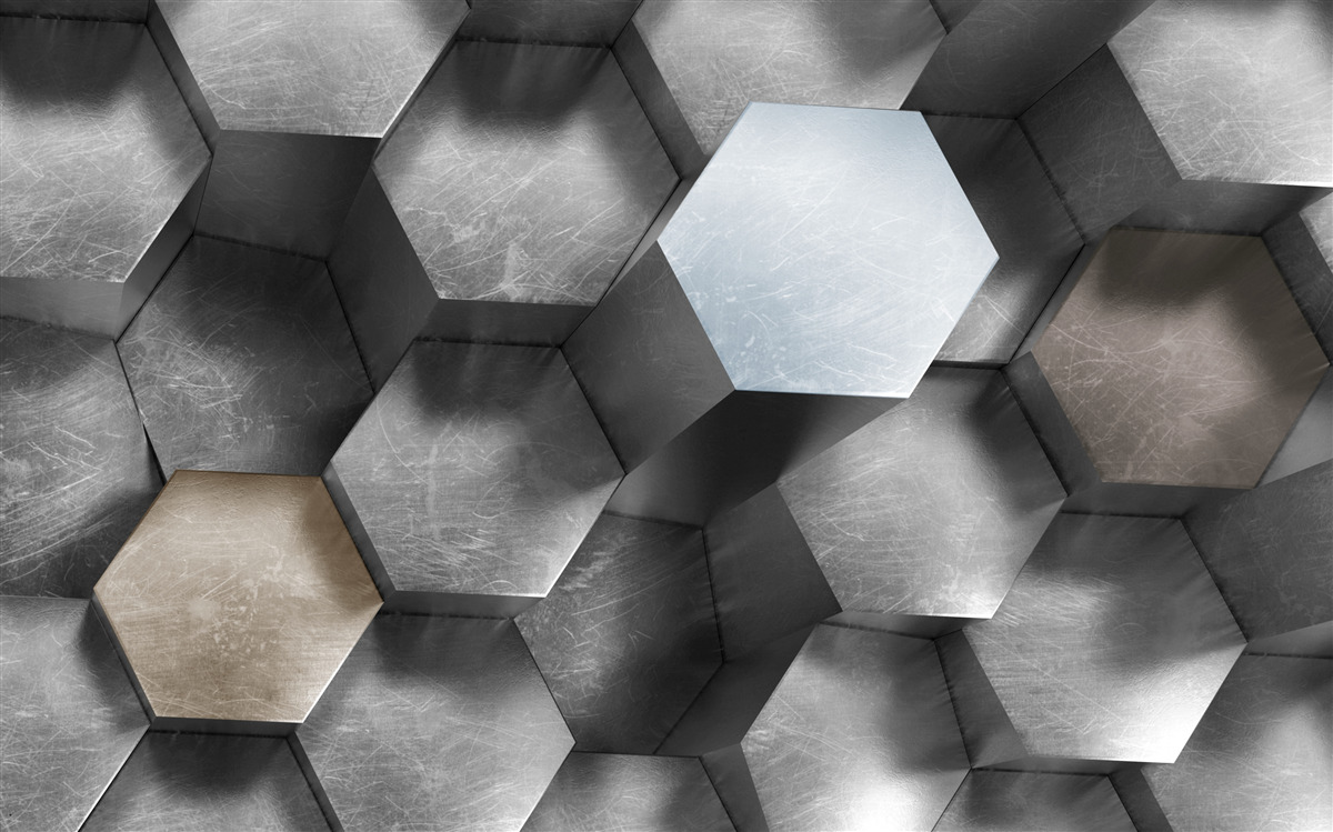 Fototapeten Ein mit hexagon -verdrängter Zylinder, der schwimmen und verlängert werden