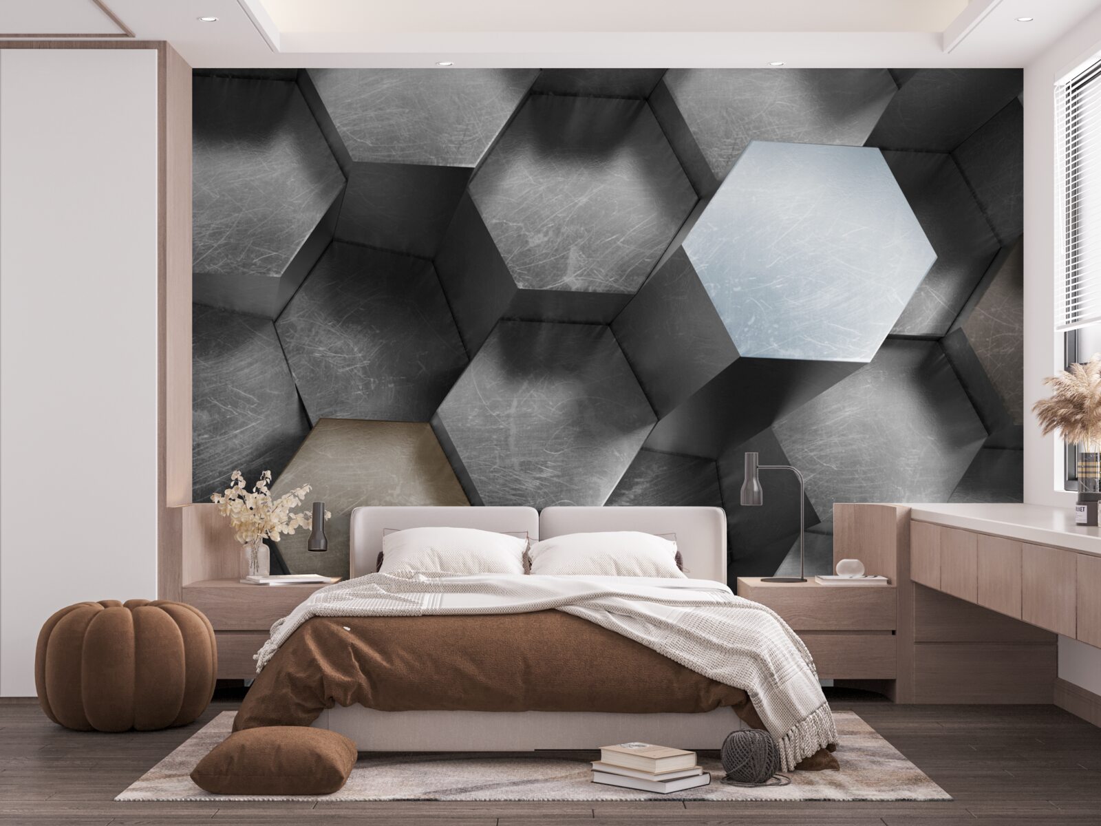 Fototapeten Ein mit hexagon -verdrängter Zylinder, der schwimmen und verlängert werden