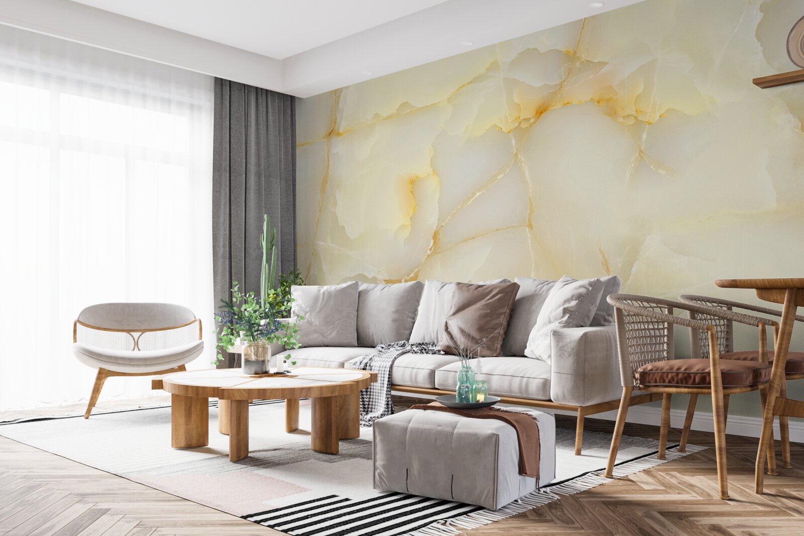 Fototapeten Zarter Marmor mit einem goldenen Farbton