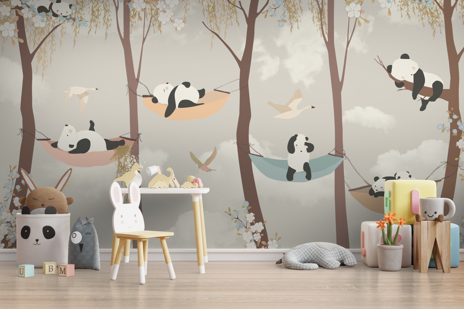 Fototapeten Pandas ruhen auf Hängematten