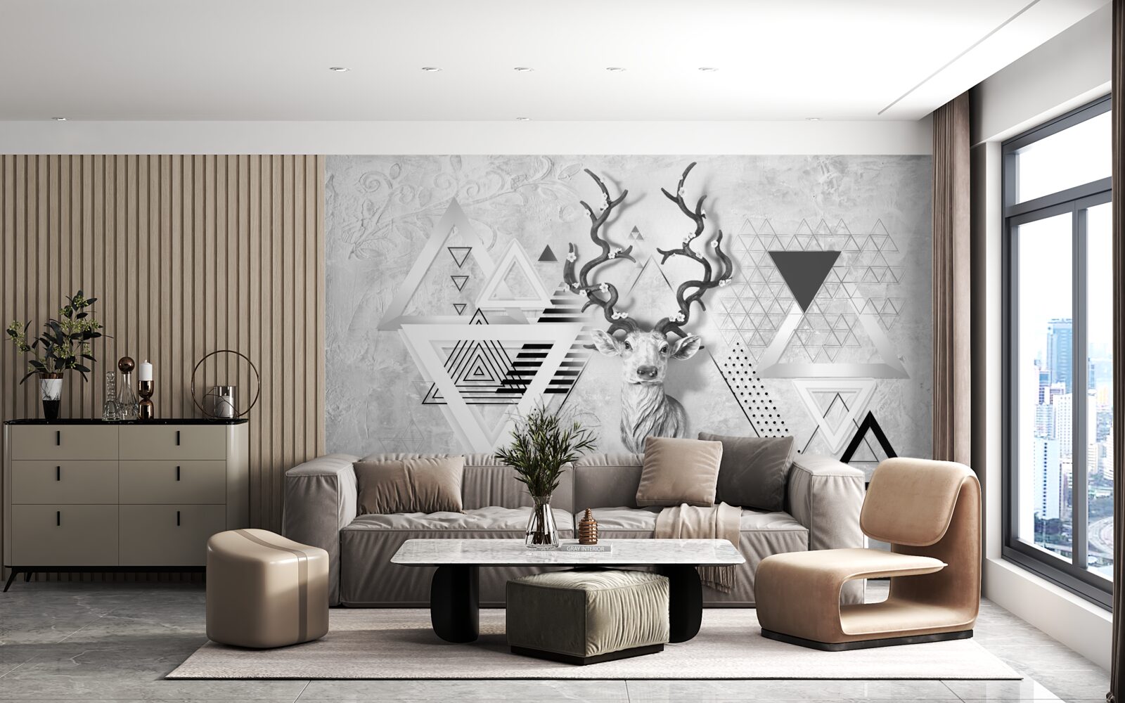 Fototapeten abstraktes geometrisches Bild eines stolzen Hirsches