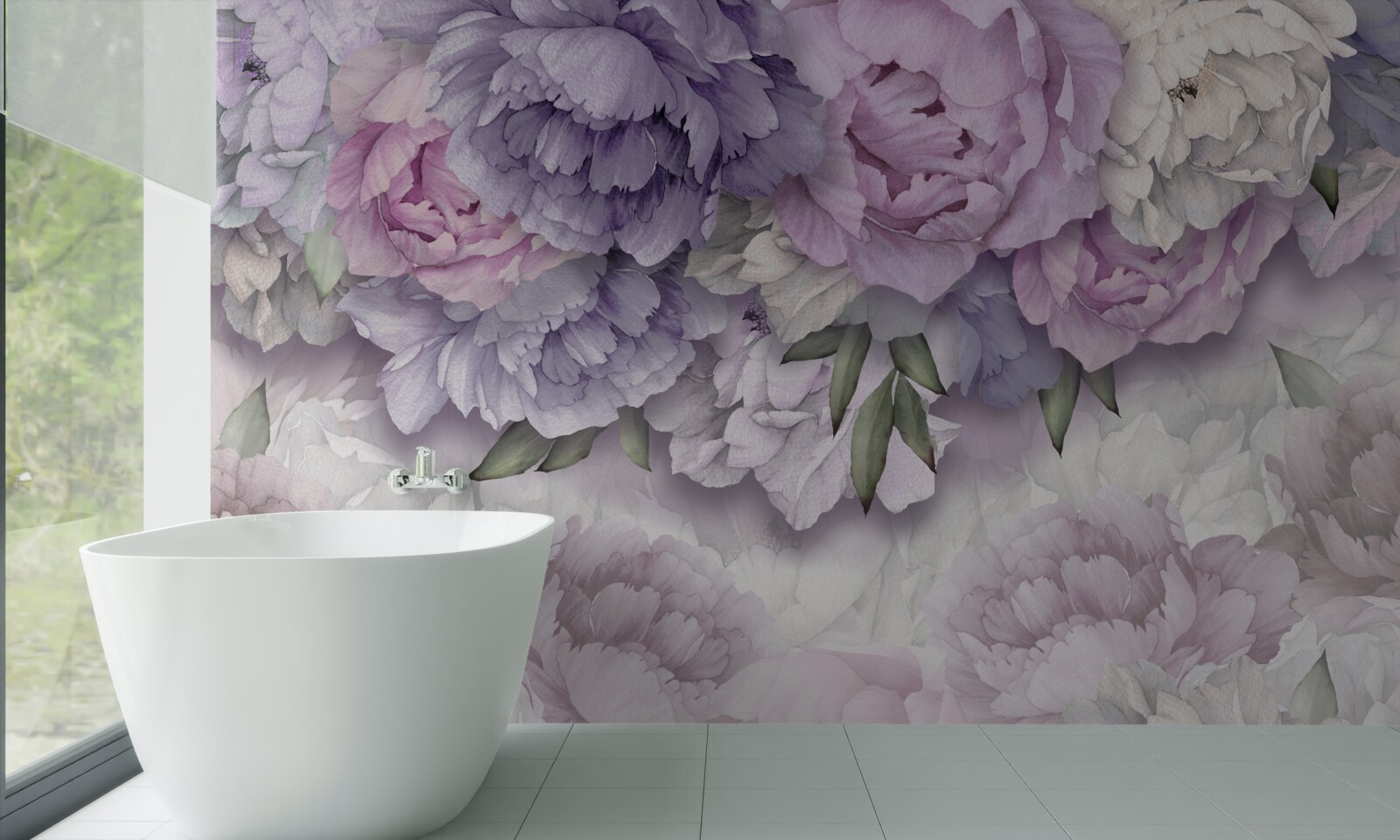 Fototapeten Blumen mit einem zarten, lila Schatten