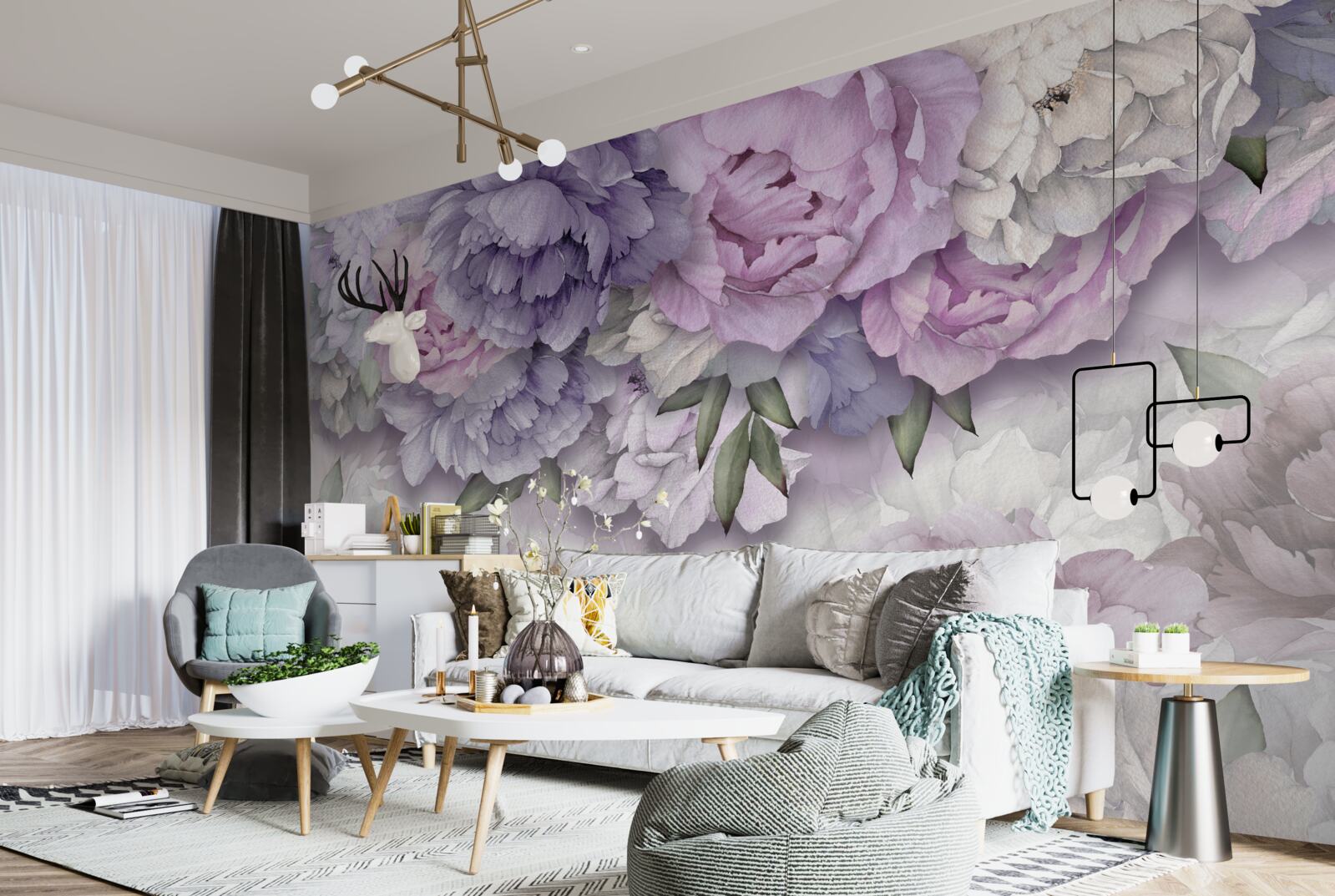 Fototapeten Blumen mit einem zarten, lila Schatten
