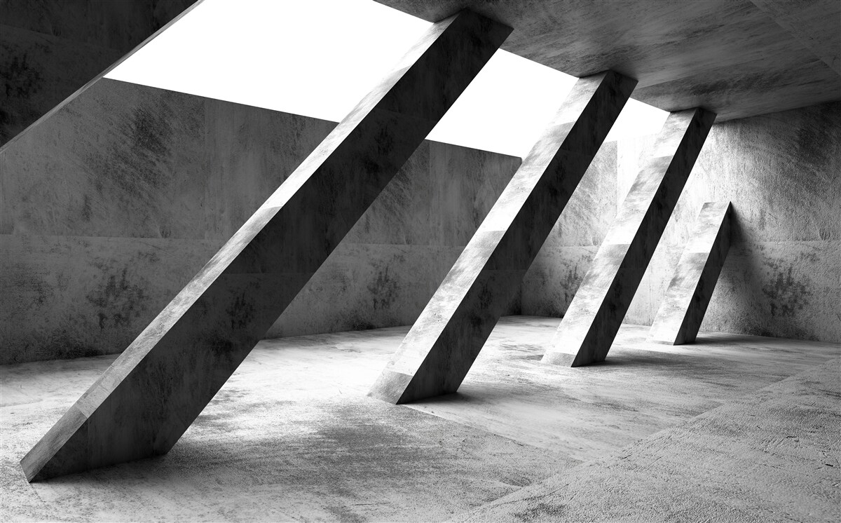 Fototapeten Betonspalten in Schwarz und Weiß