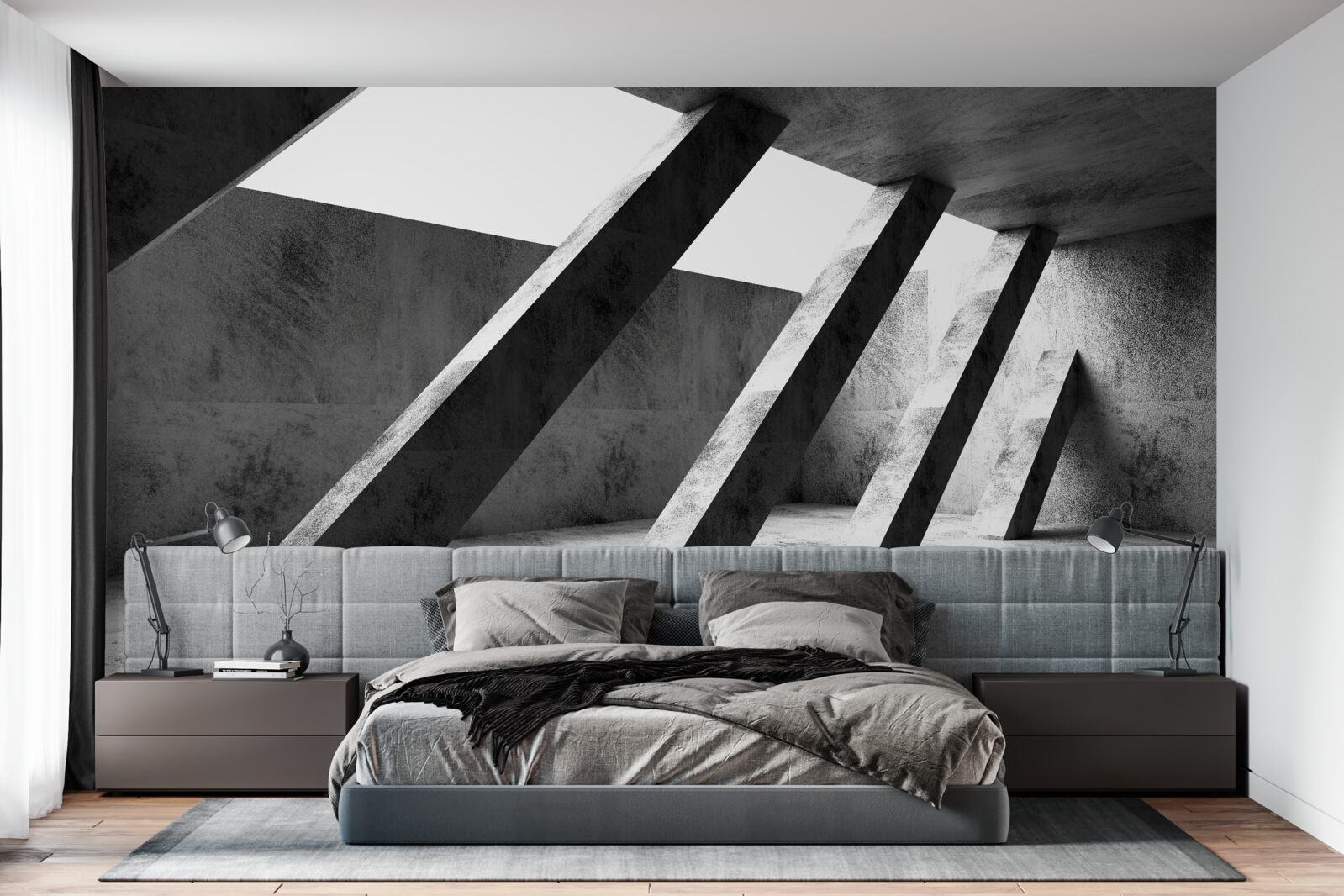 Fototapeten Betonspalten in Schwarz und Weiß