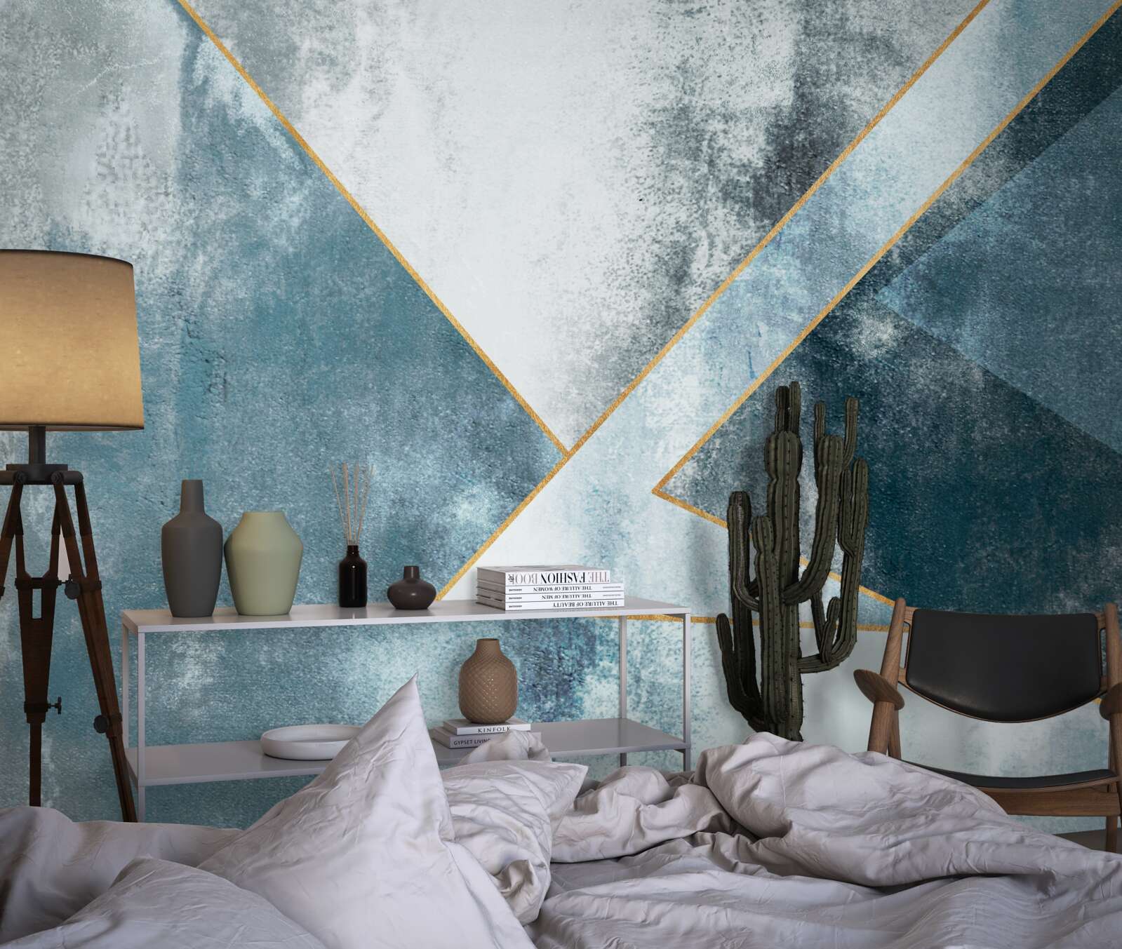 Fototapeten Blauer Marmor mit goldenen Kanten