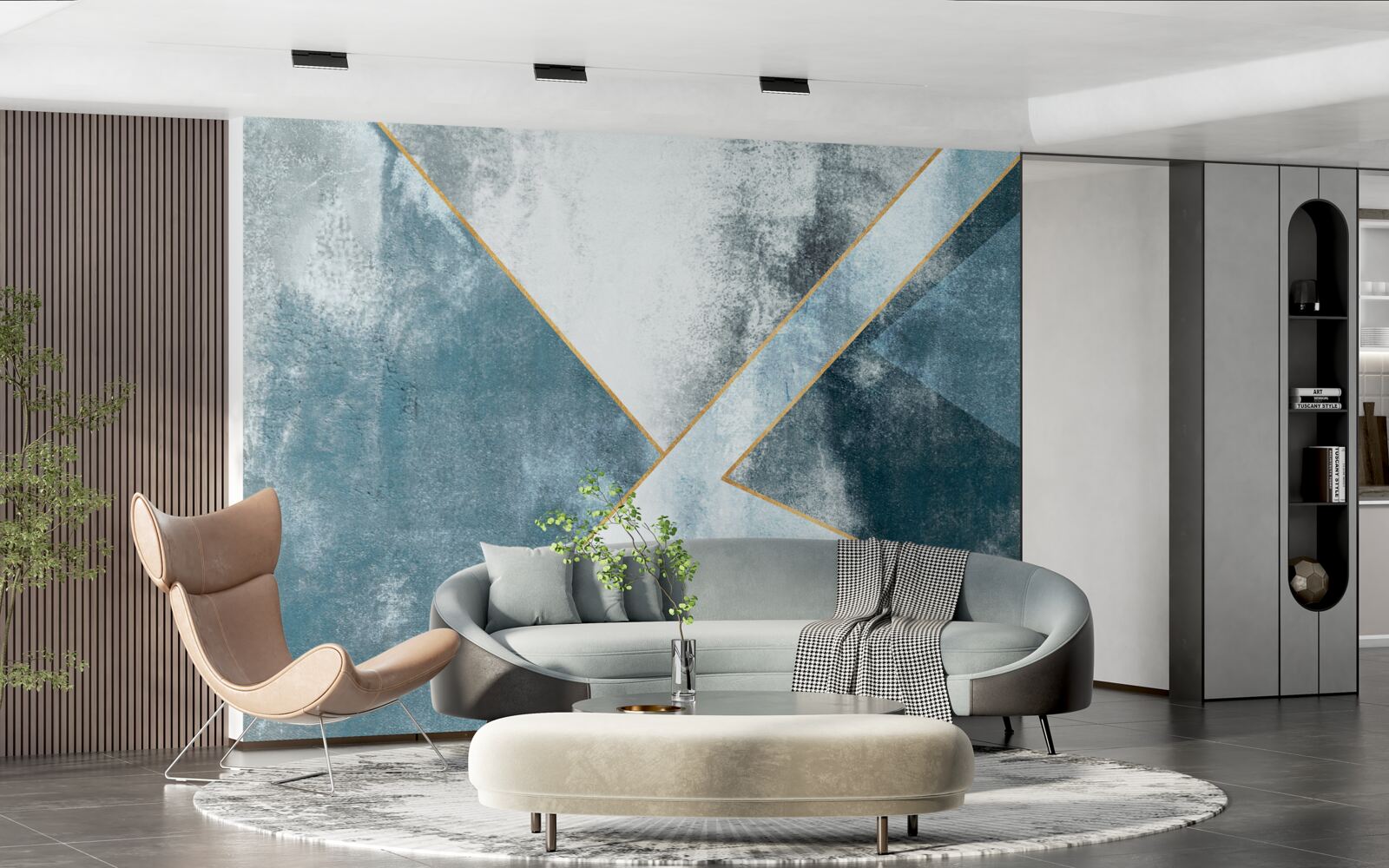 Fototapeten Blauer Marmor mit goldenen Kanten