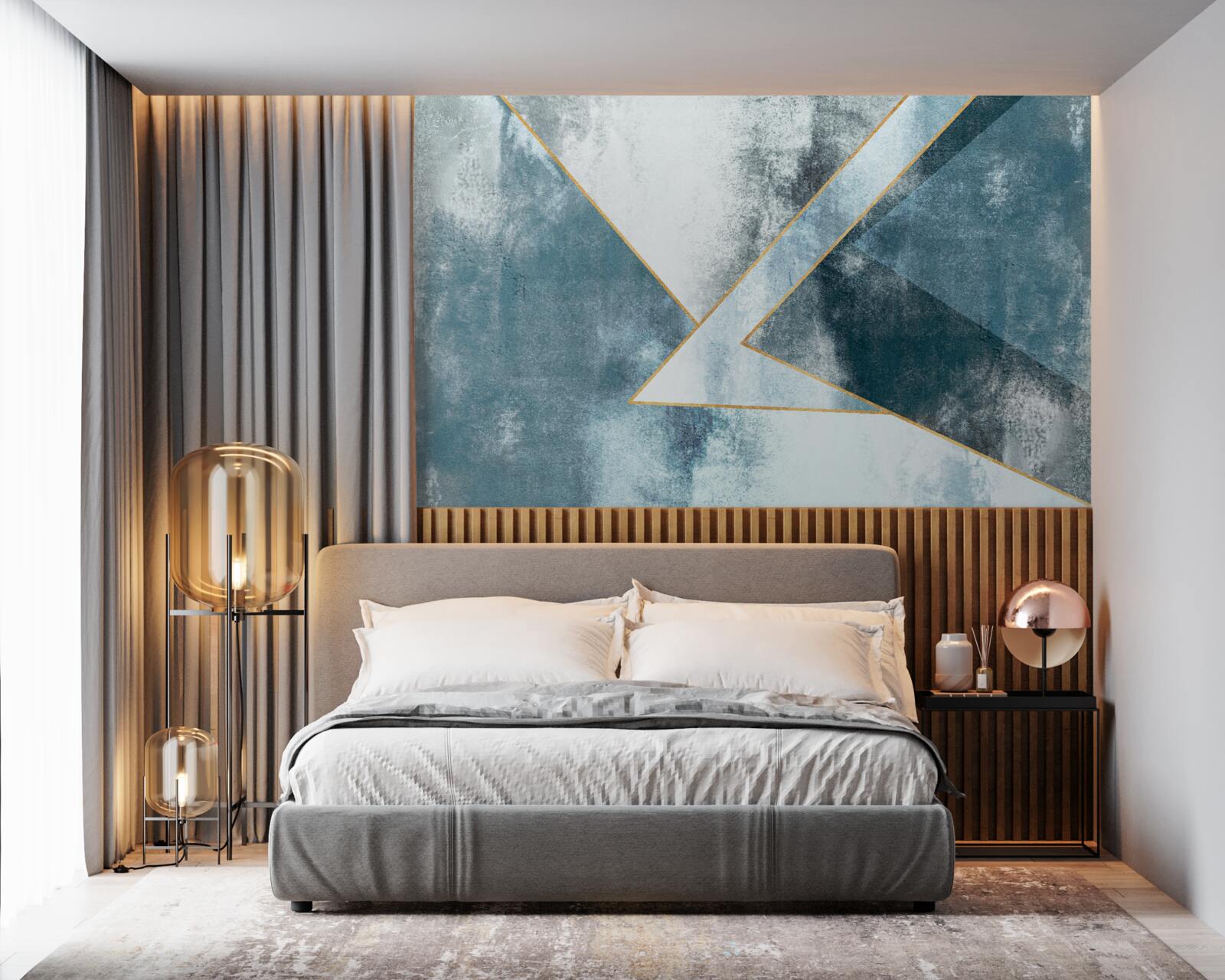 Fototapeten Blauer Marmor mit goldenen Kanten