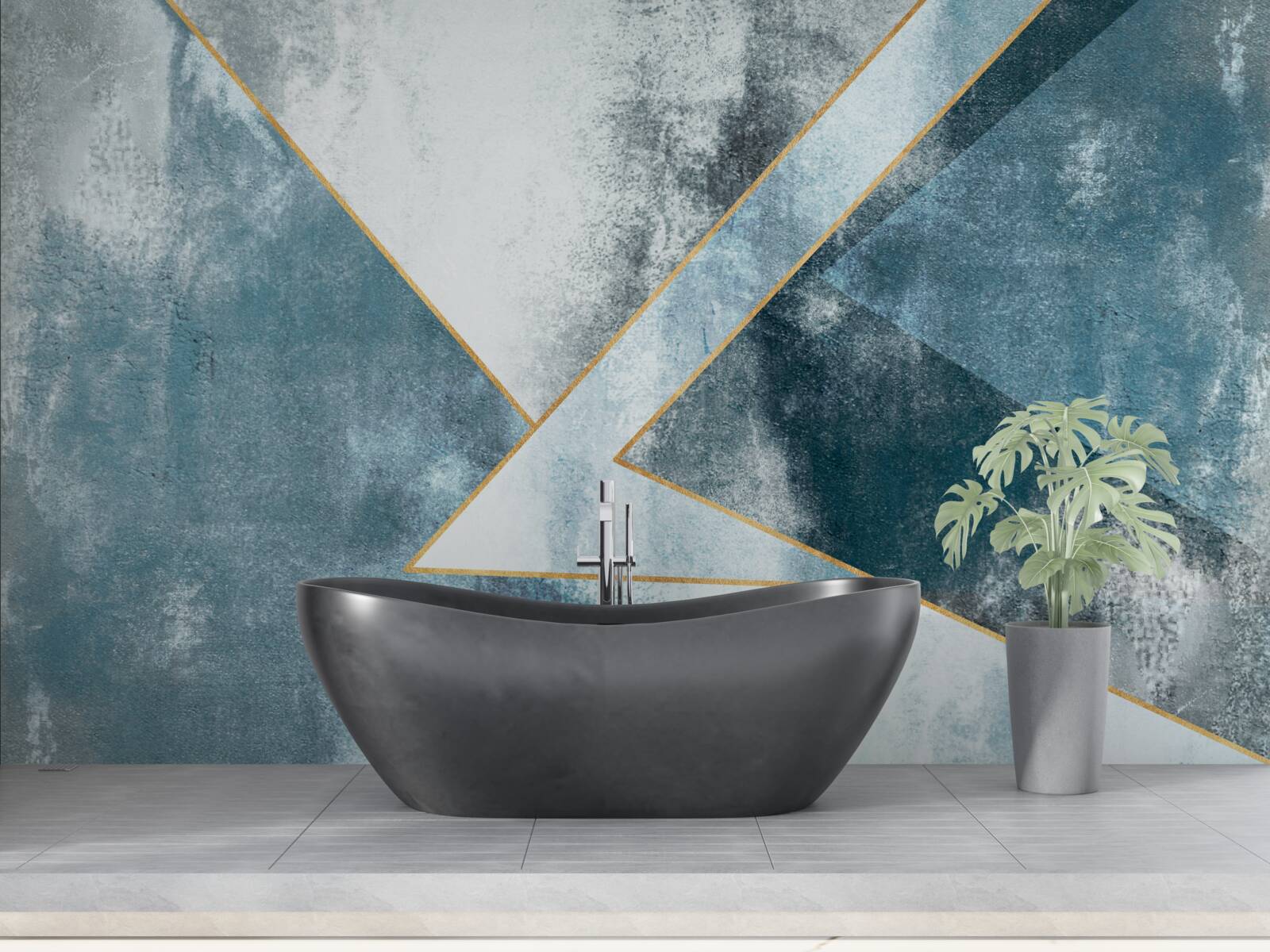 Fototapeten Blauer Marmor mit goldenen Kanten