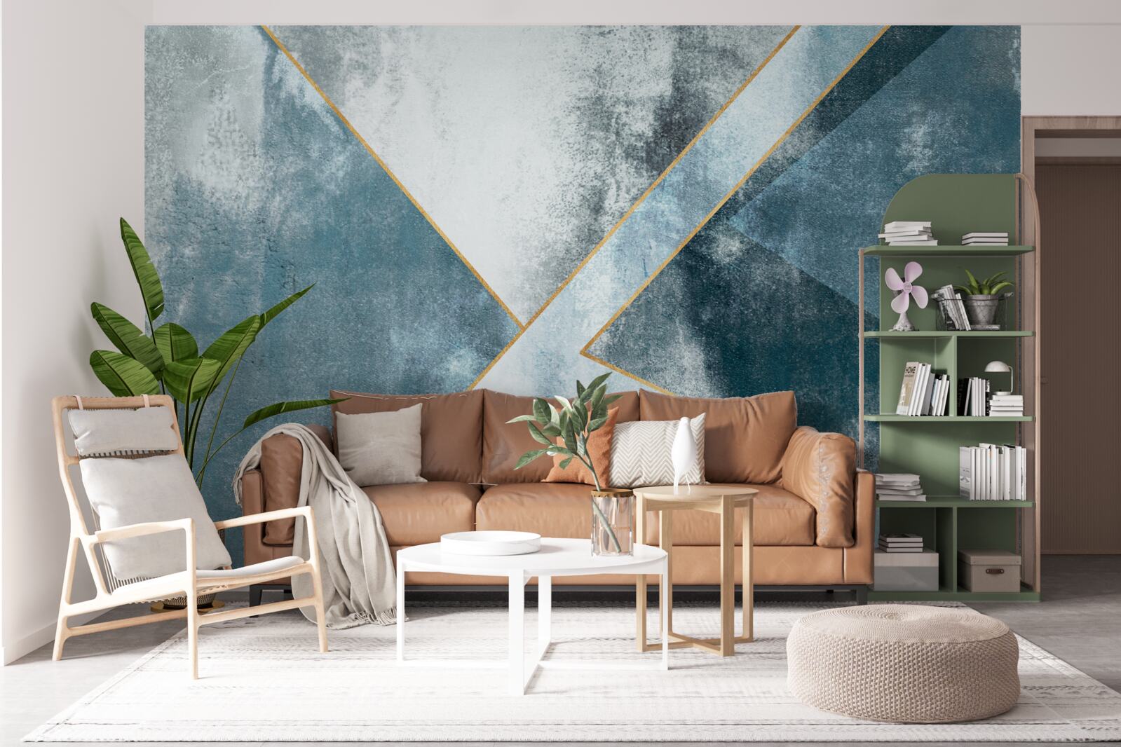 Fototapeten Blauer Marmor mit goldenen Kanten