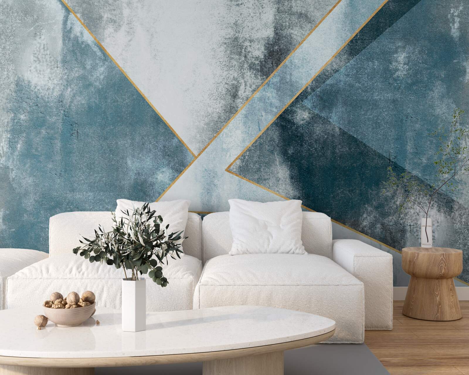 Fototapeten Blauer Marmor mit goldenen Kanten
