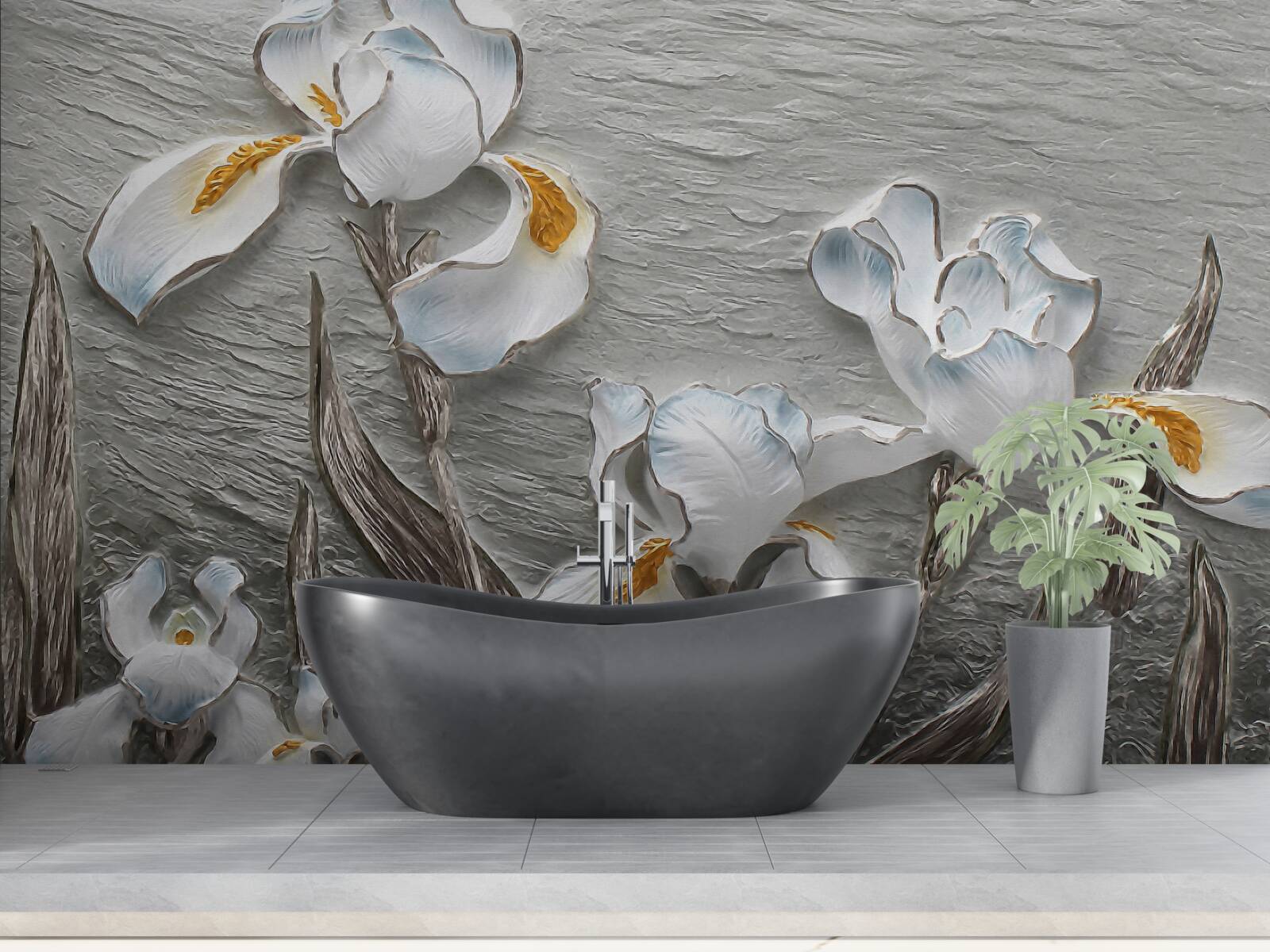 Fototapeten Schnee -White -Iris in einem starken Windstoß