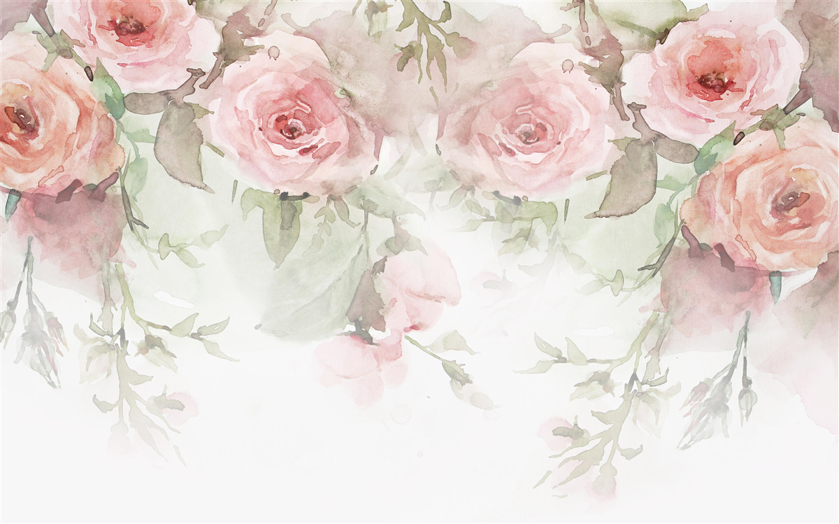 Fototapeten Riesige, rosa Blumen hängen
