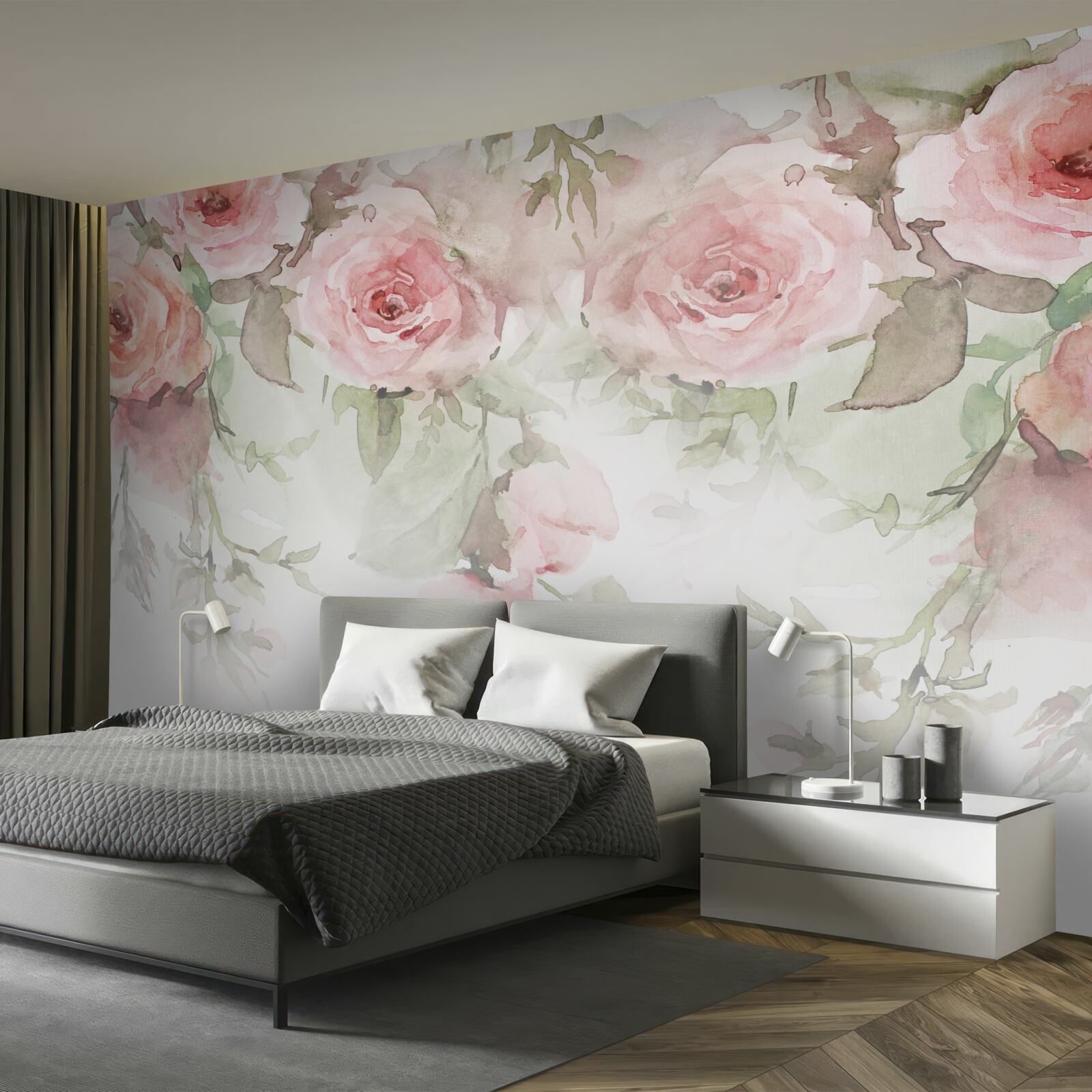Fototapeten Riesige, rosa Blumen hängen