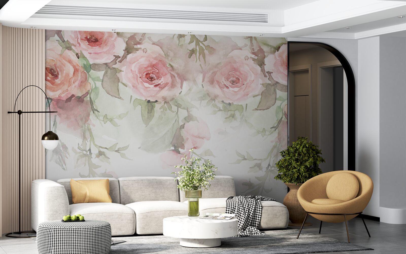 Fototapeten Riesige, rosa Blumen hängen