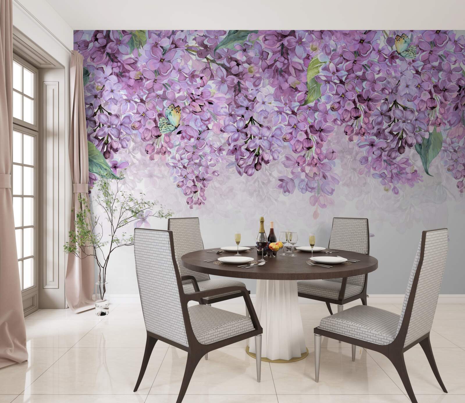 Fototapeten Hellviolette Fliederwand