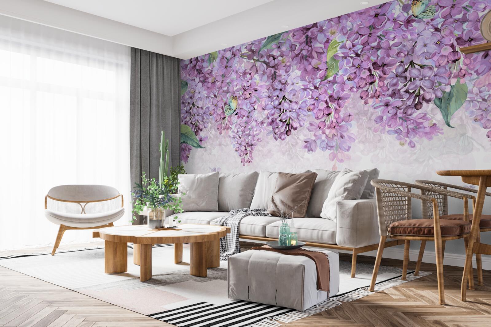 Fototapeten Hellviolette Fliederwand