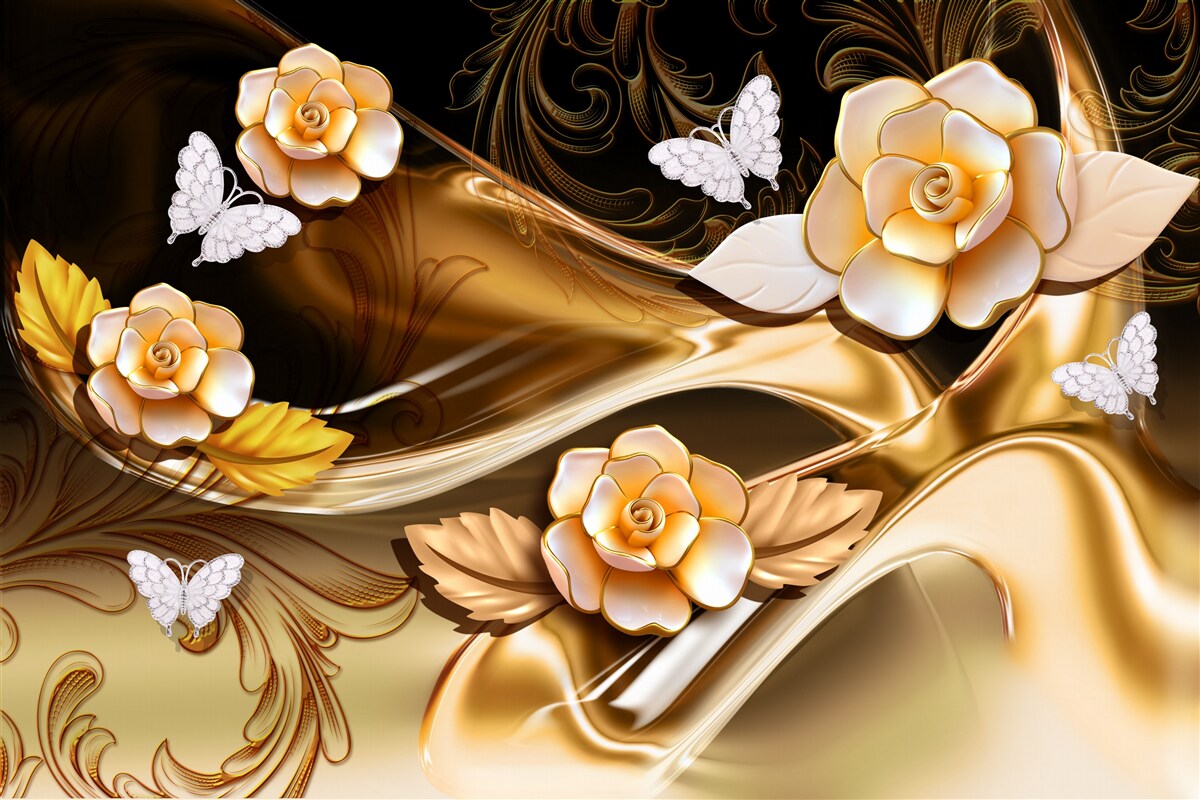 Fototapeten Magnolie mit Cremeblüten auf zarten Zweigen