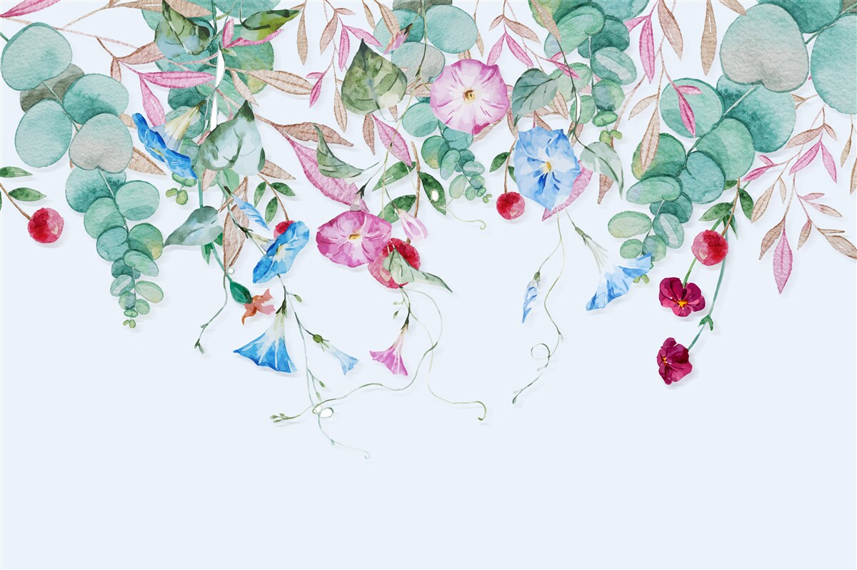 Fototapeten Multi -geläutetes Grün, voller Blumen