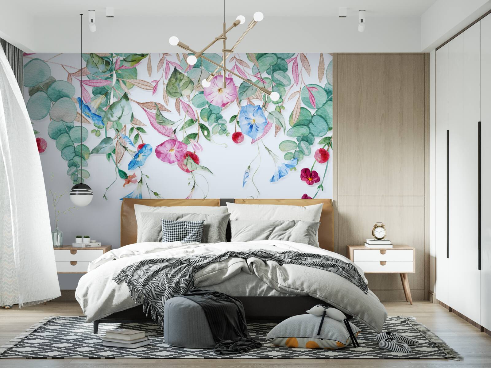 Fototapeten Multi -geläutetes Grün, voller Blumen