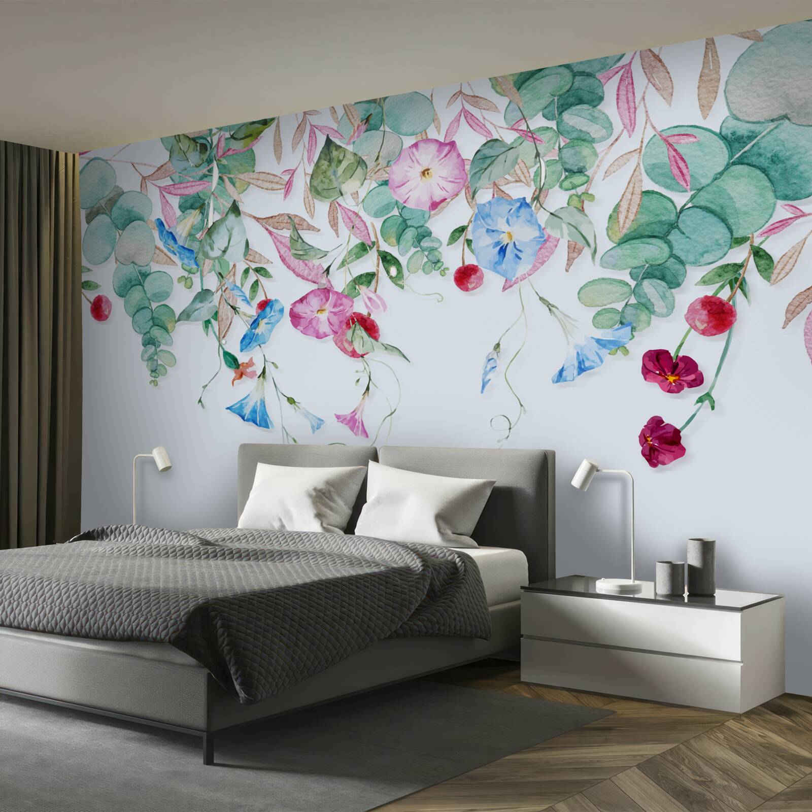 Fototapeten Multi -geläutetes Grün, voller Blumen