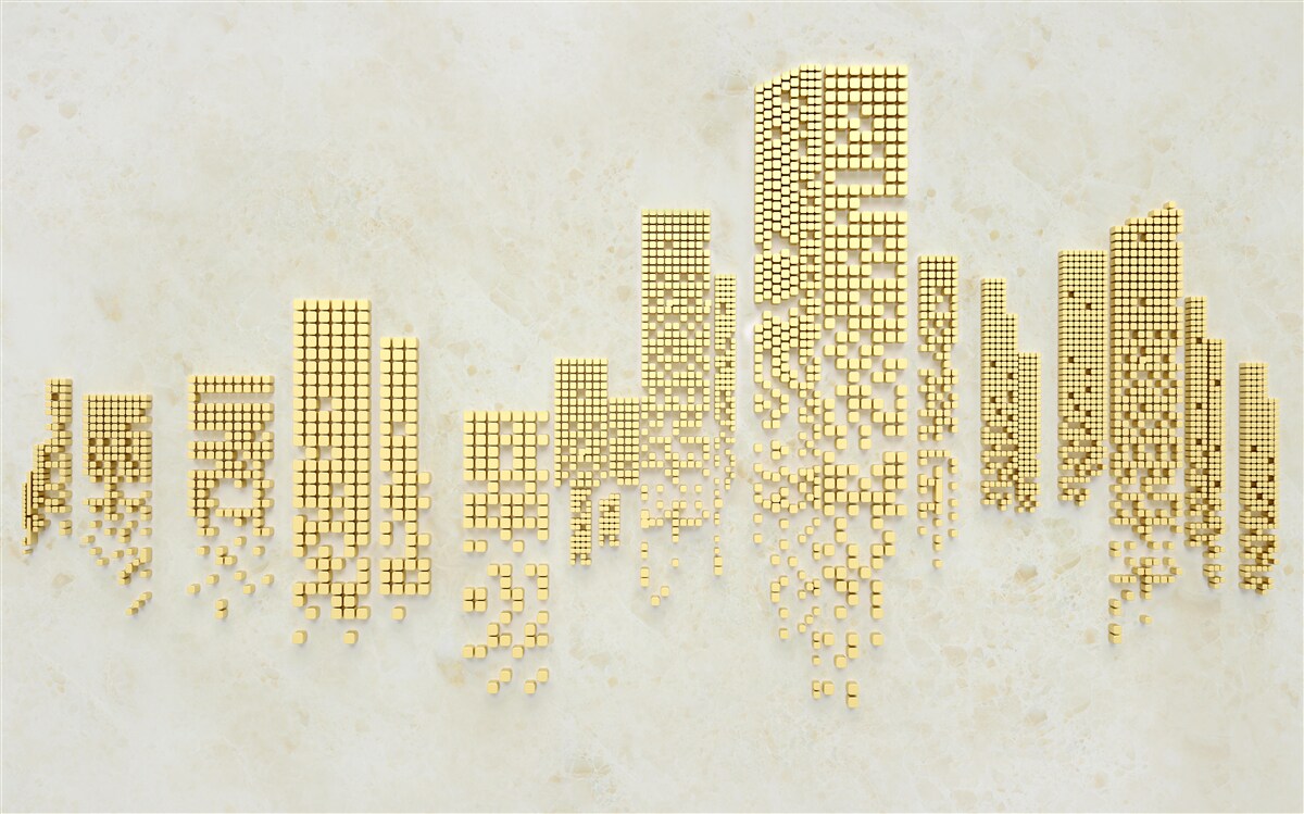 Fototapeten Wohnungen mit goldenen Würfeln