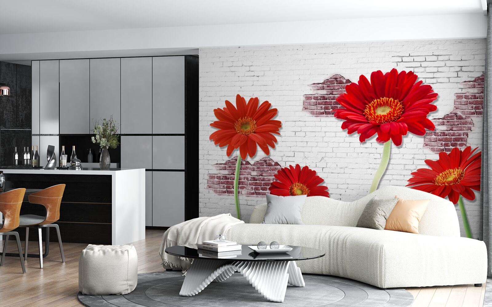 Fototapeten Elegante rote Gerberas