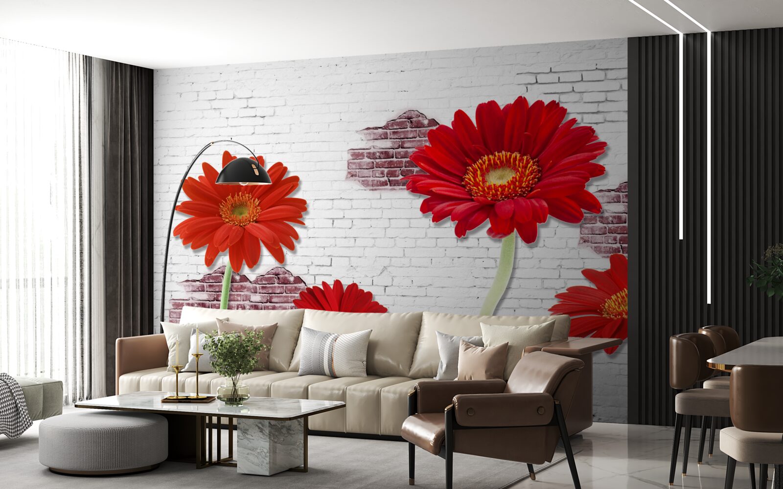 Fototapeten Elegante rote Gerberas
