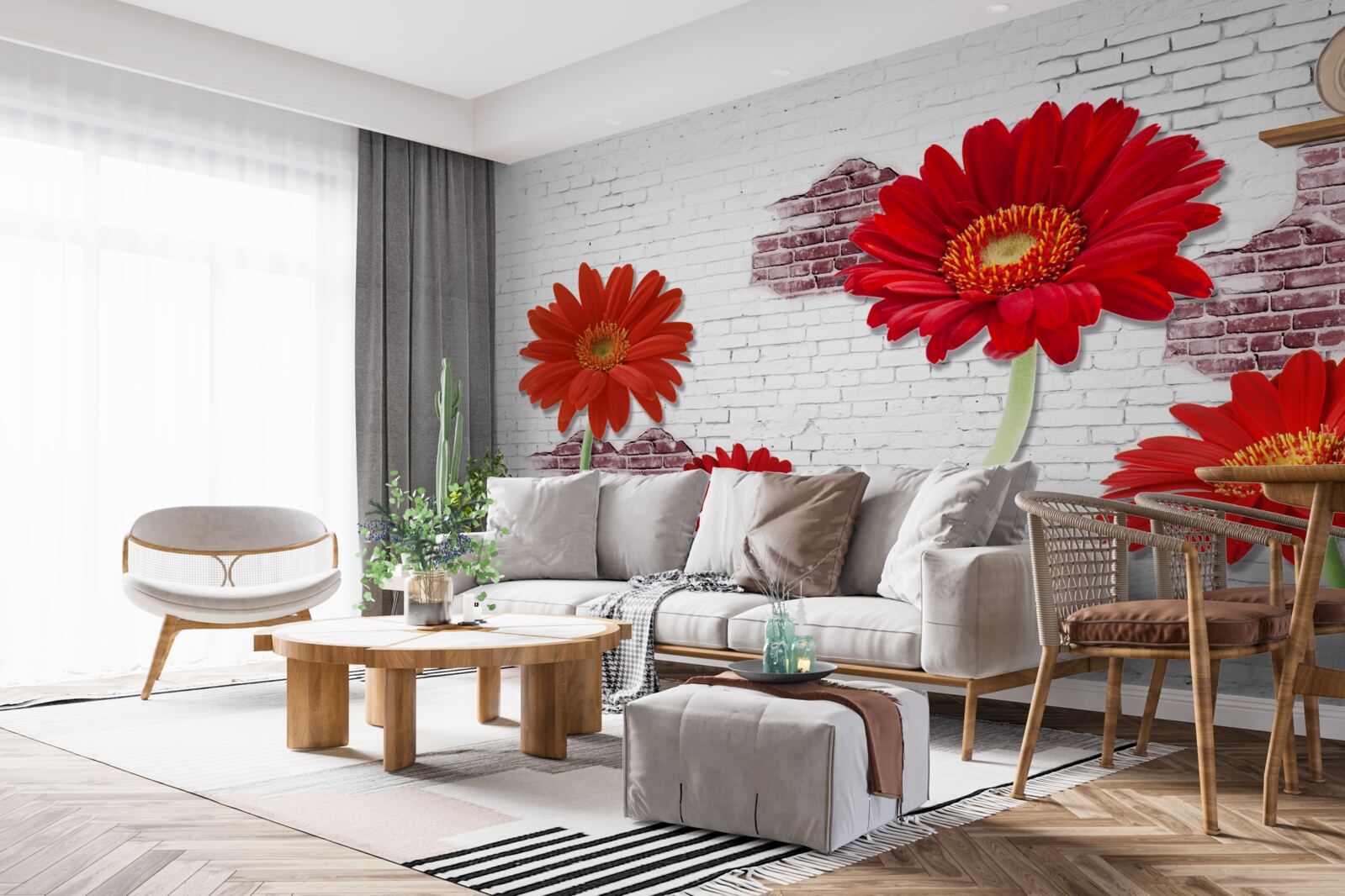 Fototapeten Elegante rote Gerberas