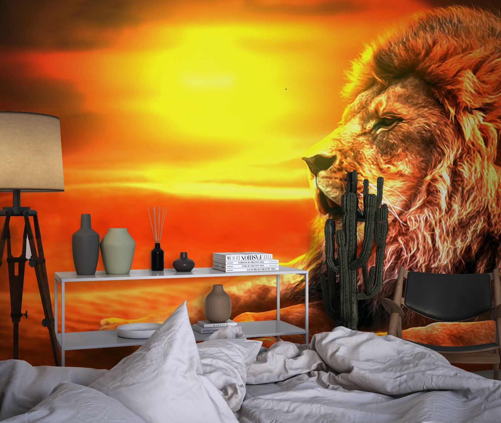Fototapeten Ein reifer Tiger begleitet das Verblassen der Sonne