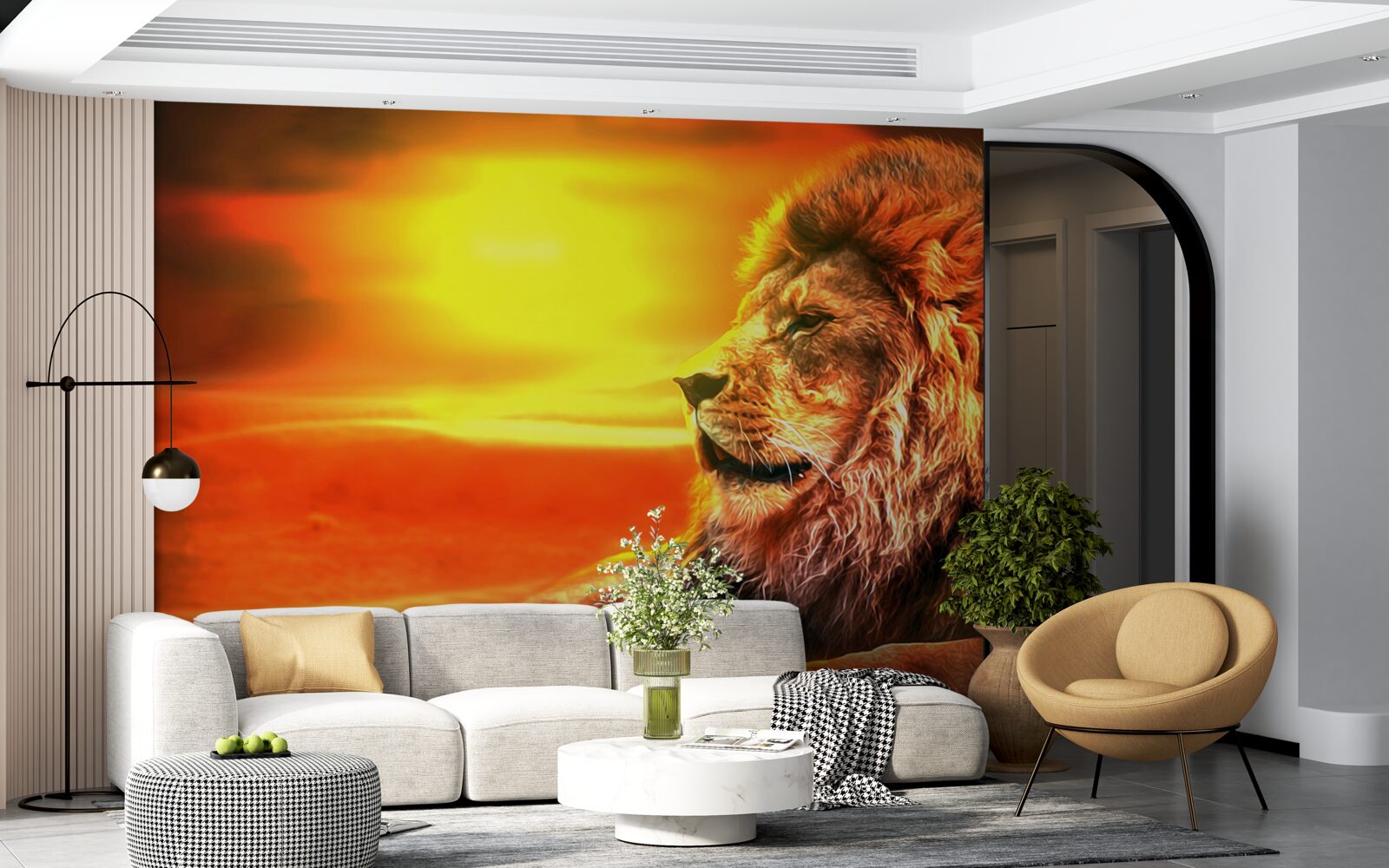 Fototapeten Ein reifer Tiger begleitet das Verblassen der Sonne
