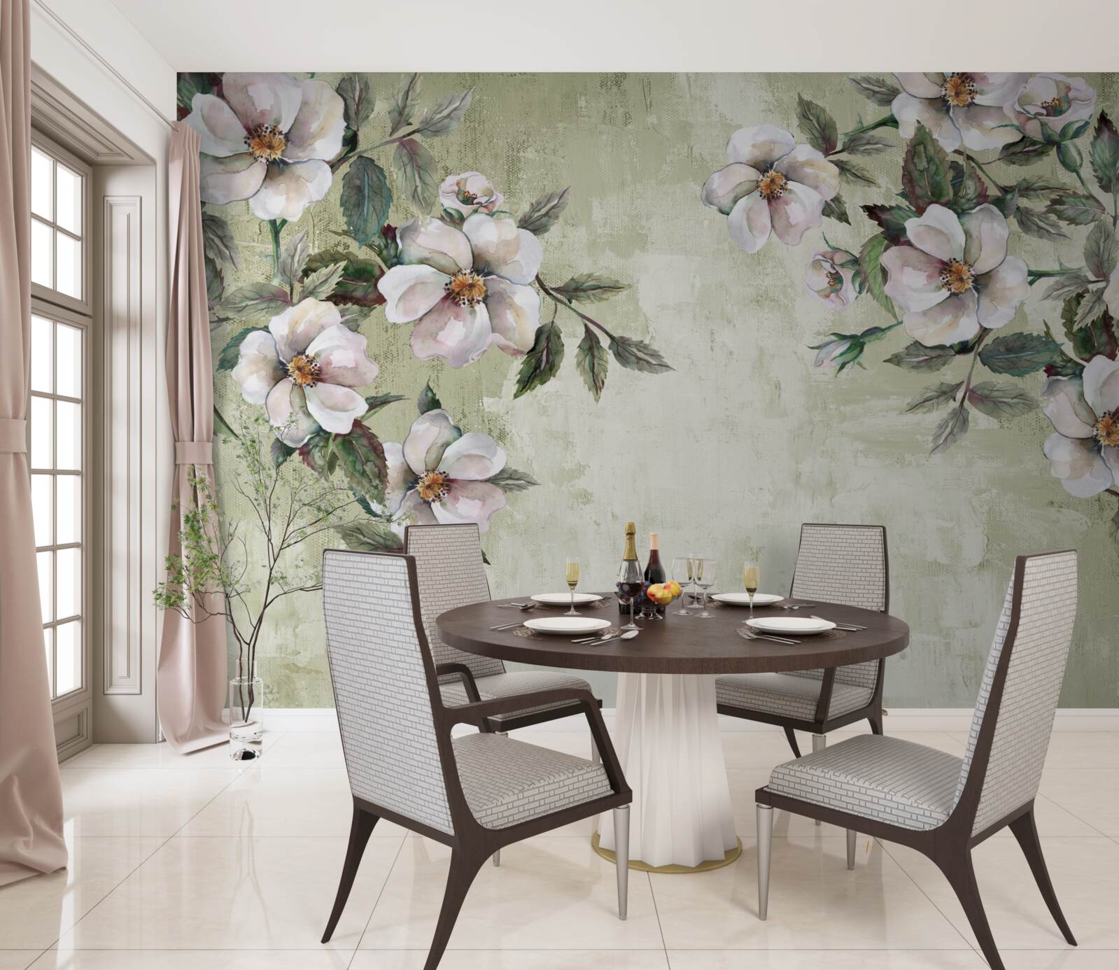 Fototapeten Verbreitungszweige mit schneebedeckung -weißer Magnolie