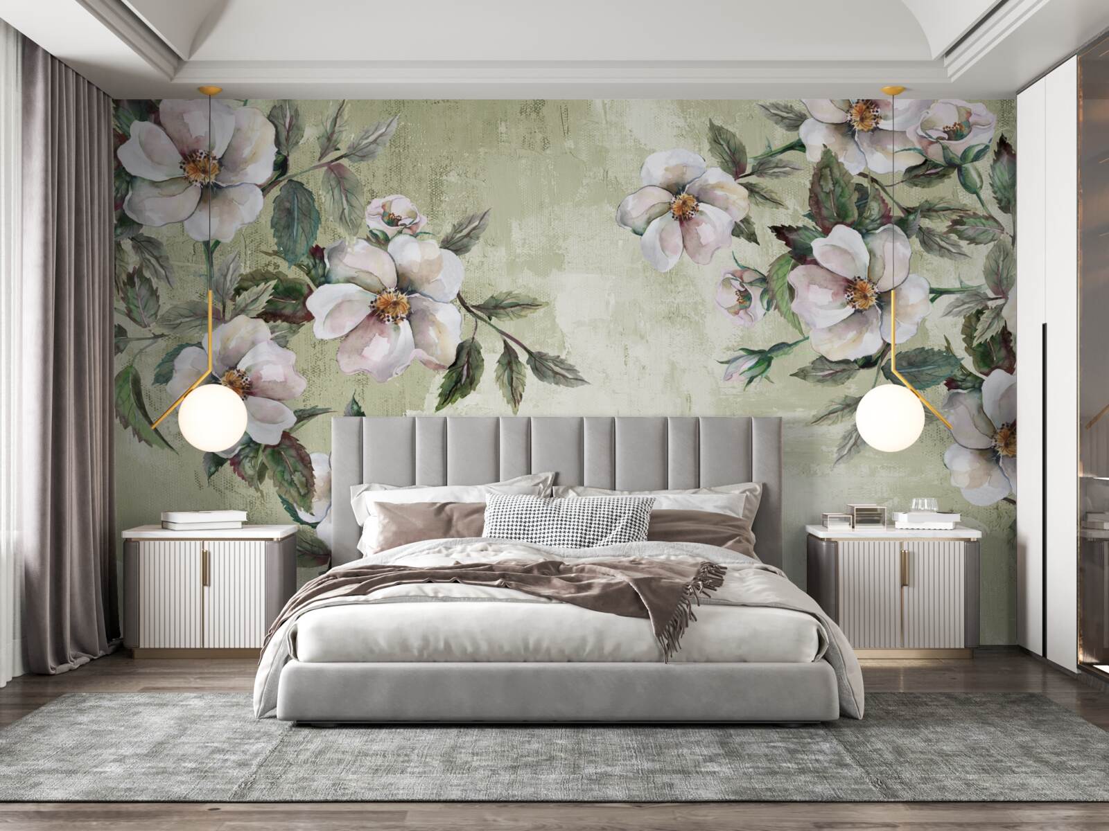 Fototapeten Verbreitungszweige mit schneebedeckung -weißer Magnolie